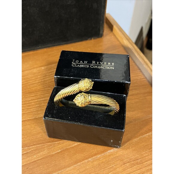 Vintage JOAN RIVERS Gold-tone Hinged Cuff Bracelet Classic Bypass New in box - Picture 2 of 3